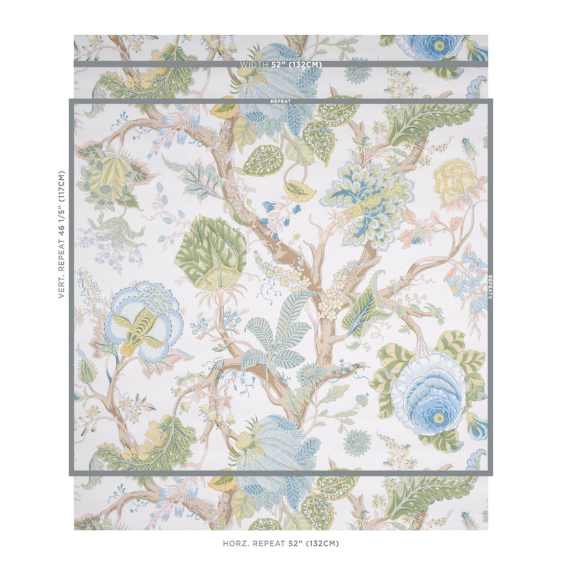 Indian Arbre Wallpaper, Soft Green