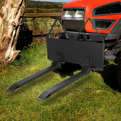46 in Heavy-Duty Skid Steer Pallet Forks - Quick Attach Tractor Loader Fork Frame, 2600 lb Capacity, Q235 Steel, Trailer Hitch Ball Hole
