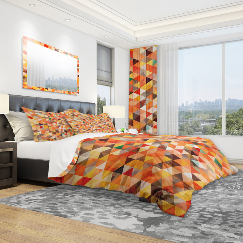 Ensemble de housse de couette orange et microfibre moderne et contemporain, Housse simple + 1 taie décorative