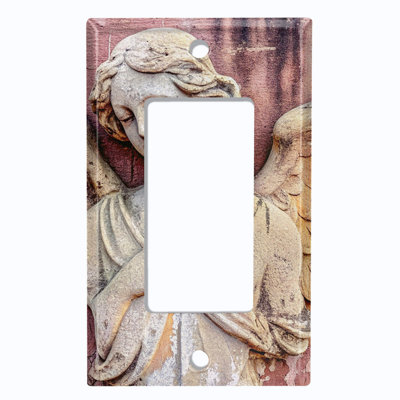 Couvercle de plaque d'interrupteur en métal; Statue d'ange standard US 1 Gang GFI Rocker - Angel