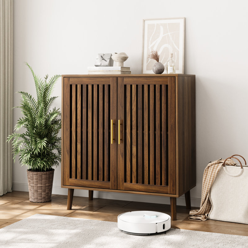 Walnut Buffet Cabinet - With Adjustable Shelves For Kitchen 31.5" W Sideboard Living & Dining Space