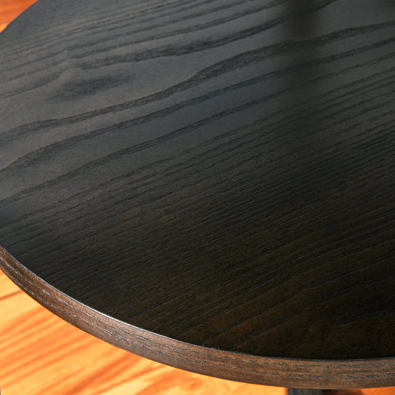 Table de bout à piédestal avec rangement Freyha, H 24 po x l 19,3 po x P 19,3 po, Noir ébène