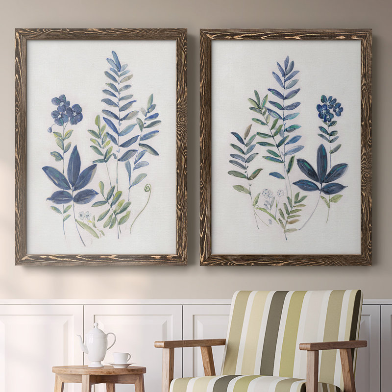 Fern Study I - Toile encadrée de qualité supérieure - prête à être accrochée, H 27,5 po x l 75 po x P 1,5 po, Noyer