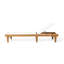 Chaise longue d'extérieur en bois d'acacia teck avec tissu maillé blanc