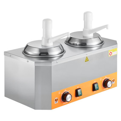 Distributeur de fromage électrique avec pompes, réchaud commercial de 2,4 L / 2 L, distributeur de pompes doubles en plastique, réchauffeur de sauce au fromage Nacho à température réglable de 86 à 230,, pour caramel au fromage Hot Fudge