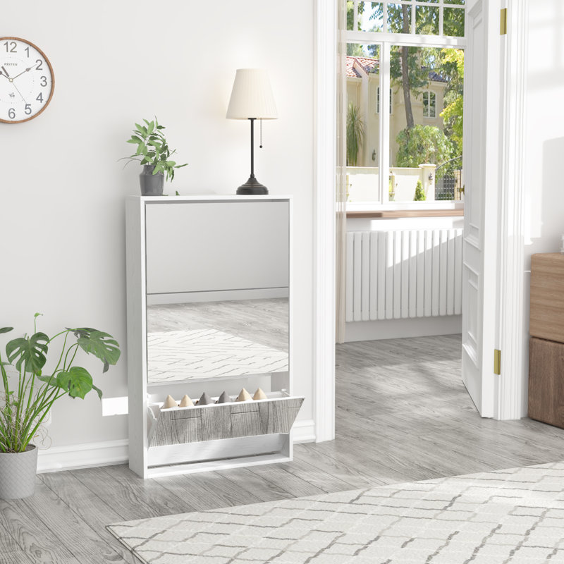 12 Pair Shoe Storage Cabinet, White