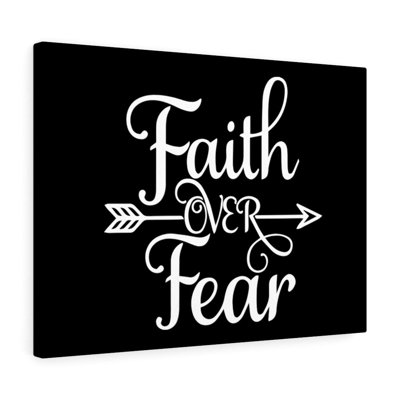 Faith Over Fear Arrow Cursive - Wrapped Canvas Print
