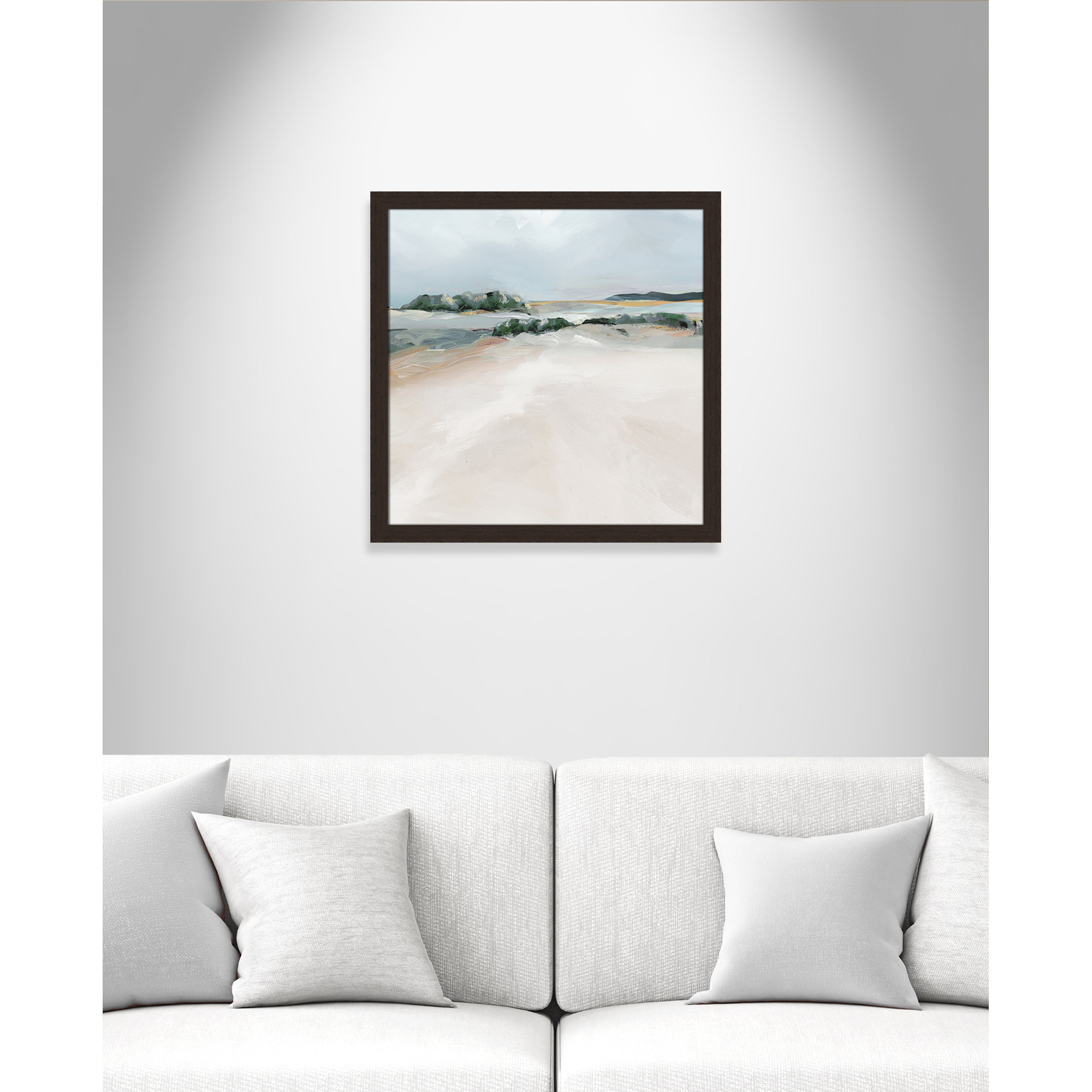 Shimmering Path - Picture Frame Painting on Paper, Walnut Framed, 24.5" H x 24.5" W x 1.12" D