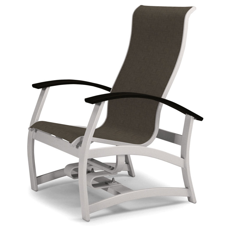 Askar Powder Coated Aluminum Outdoor Lounge Chair, Black P70, Beacon Taupe Sunbrella®, Gloss White