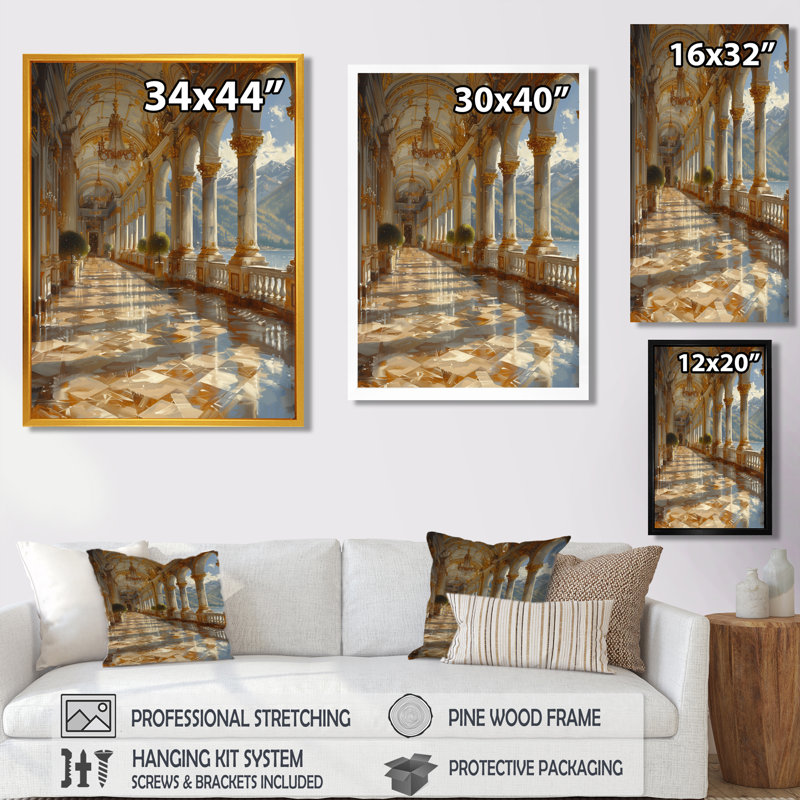 Or gris, été, Renaissance française, château, art mural, Toile tendue, H 20 po x l 12 po x P 1 po