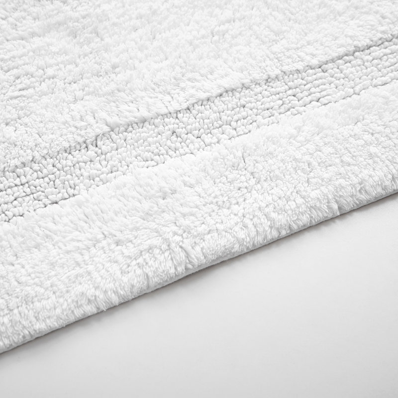 Nautica Peniston Solid Cotton Bath Rug Runner, White, 40"L x 24"W 