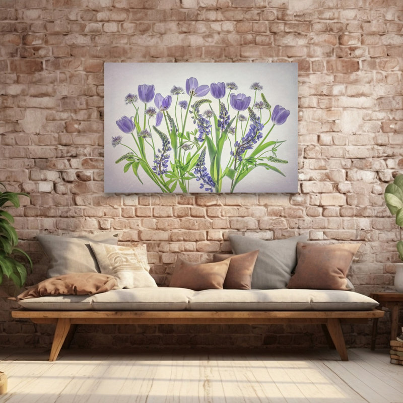 Soft Purple Blooms Delicate Dreamy Serene Lavender Violet Flower Nature Wall Art Print, 152.4cm H x 101.6cm W