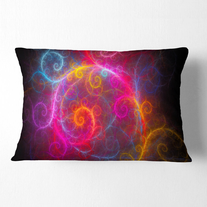 Magnifique motif fractal - coussin abstrait imprimé, Rose / Rouge