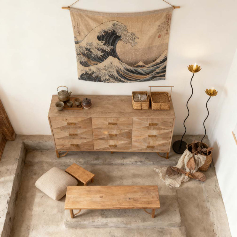 59.44" Light Wood Sideboard Buffet