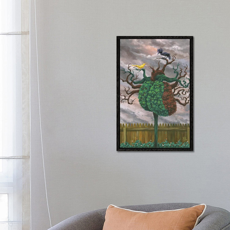 Song Bird And Crow by Martin Hsu - Print on Canvas, Black Framed, 66.04 cm H x 45.72 cm W
