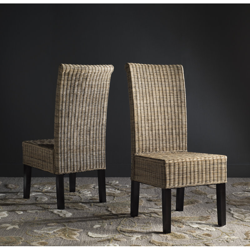 Gray Rattan and Cane Parsons Dining Side Chair Set