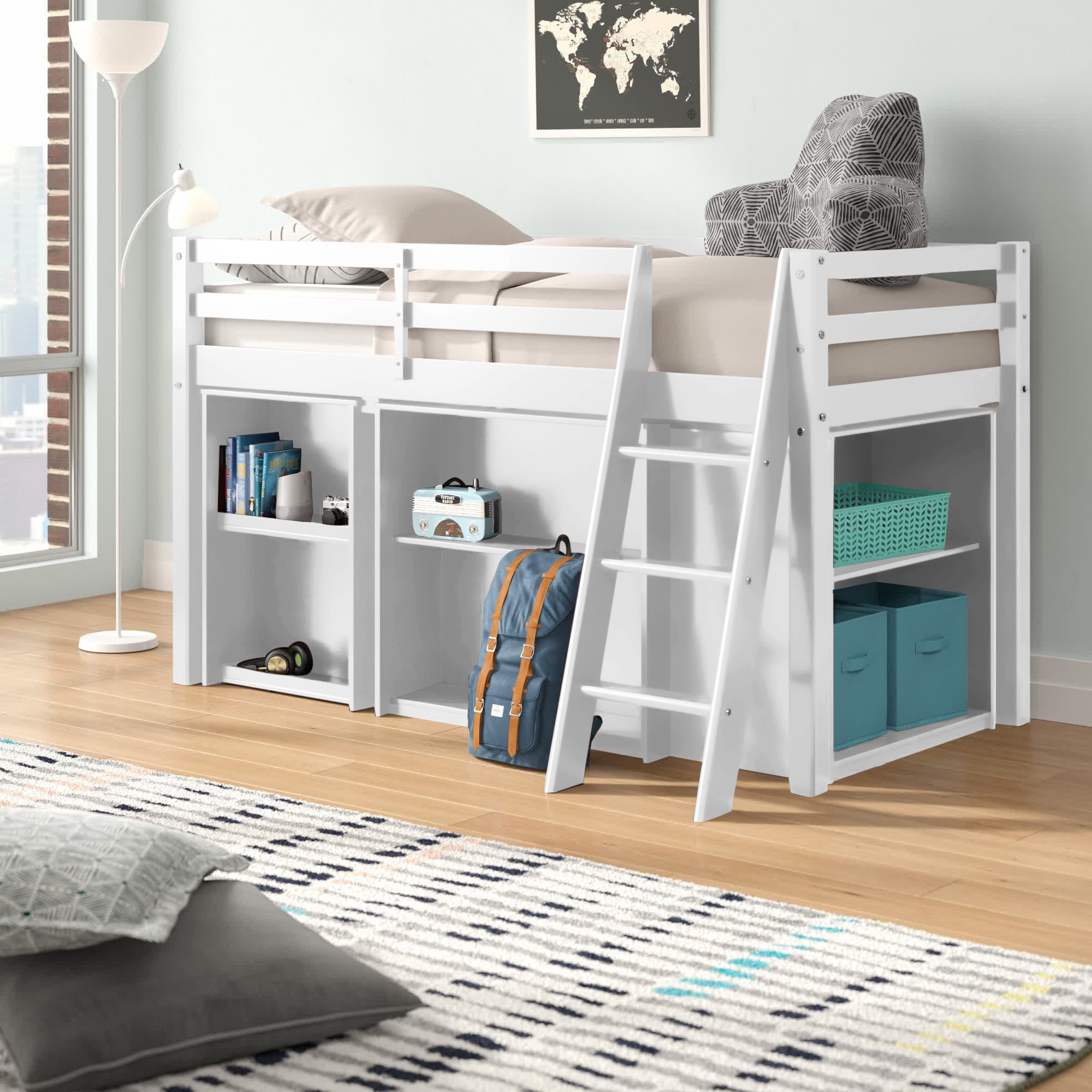 Mack & milo aime store loft bed with bookcase