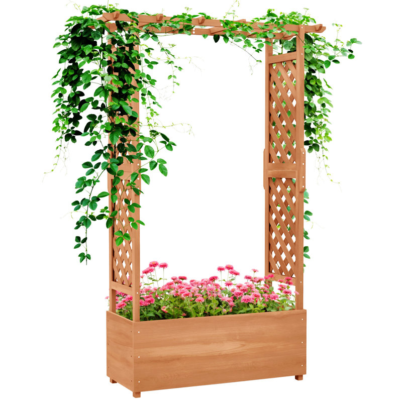Lit de jardin surélevé avec treillis arqué pour plantes grimpantes Outsunny