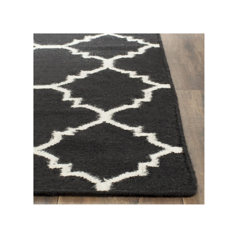 Tapis géométrique tissé à la main 80% laine, 20% coton Rodgers, Tapis de couloir 2 pi 6 po x 8 pi