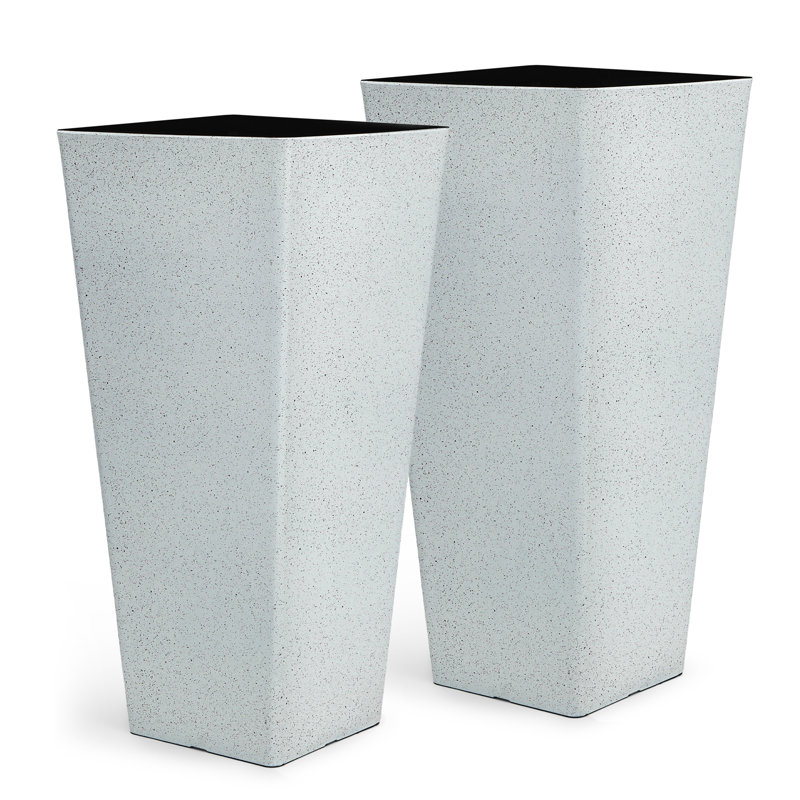 28" Tall Planters for Outdoor Plants, Large Indoor Plant Pot with Drainge Holes & Plugs, Weather-Resistant Plant, White