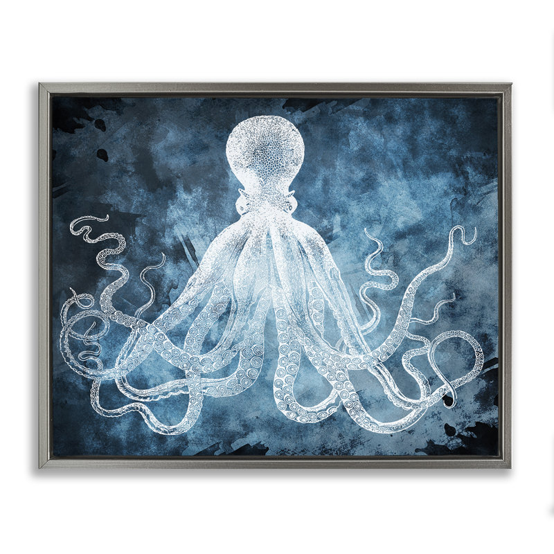 "Toile de poulpe enroulée", art mural encadré par tentacules flottants, design par Marcus Jules, H 17 po x l 21 po