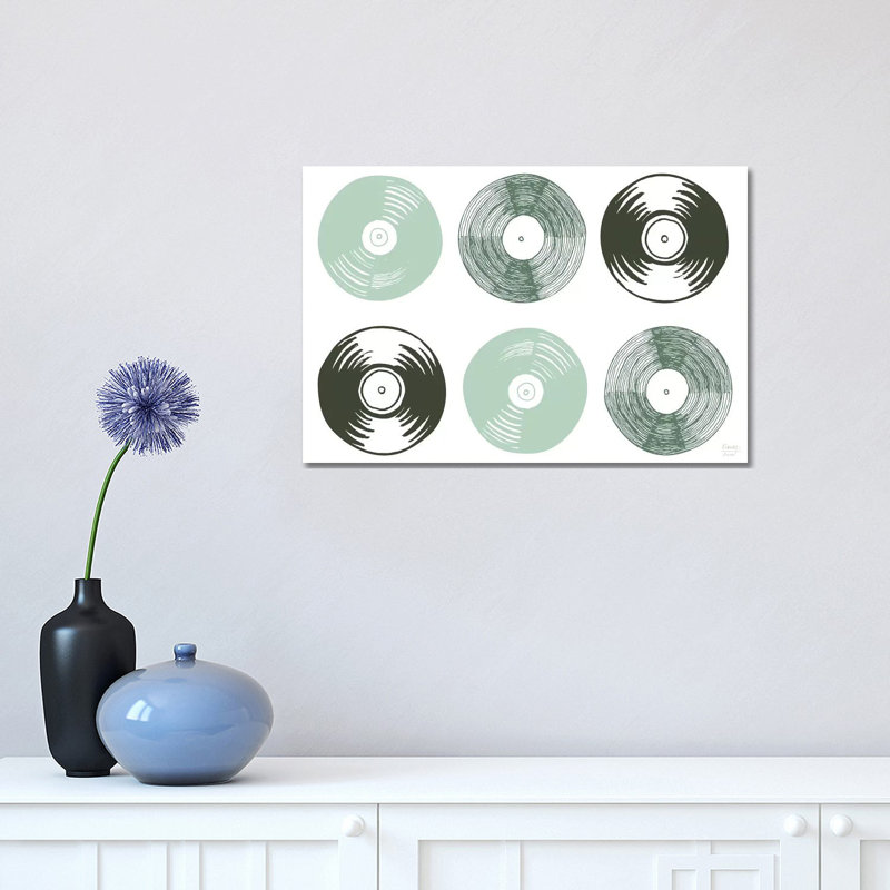 Six Vinyl Records - Print on Canvas, Wrapped Canvas, 30.48cm H x 45.72cm W x 1.91cm D