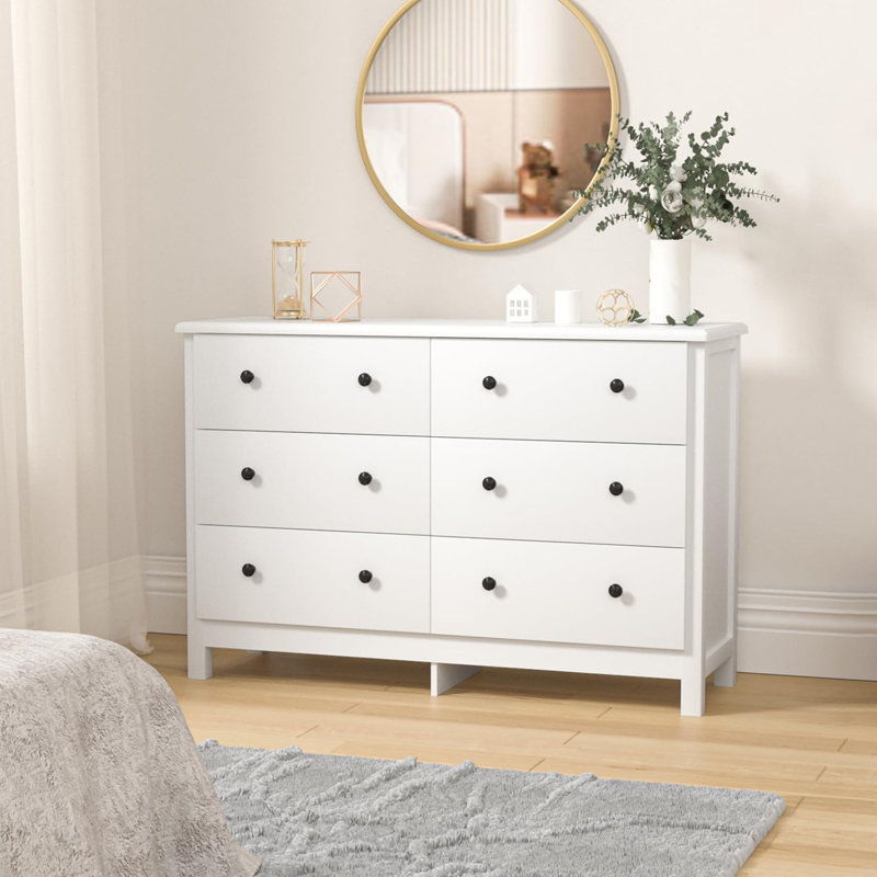 Commode 6 tiroirs Rameriz, Blanc