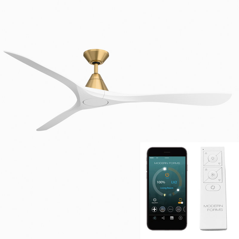 Carve 3 Natural Wood Blade Smart Ceiling Fan With Remote Control Included, Works With Alexa and iOS or Android App, 72"