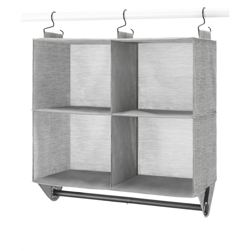 Rangement suspendu en tissu avec tringle à vêtements Dan