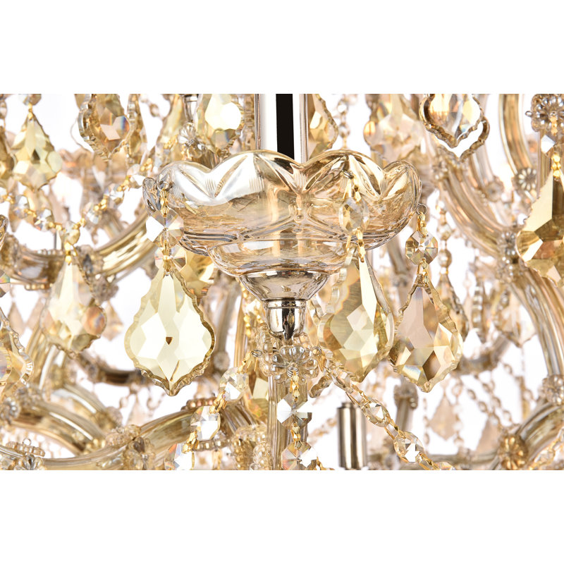 Stockard 37 - Light Glass Chandelier, Golden Teak, Swarovski Spectra, Golden Teak