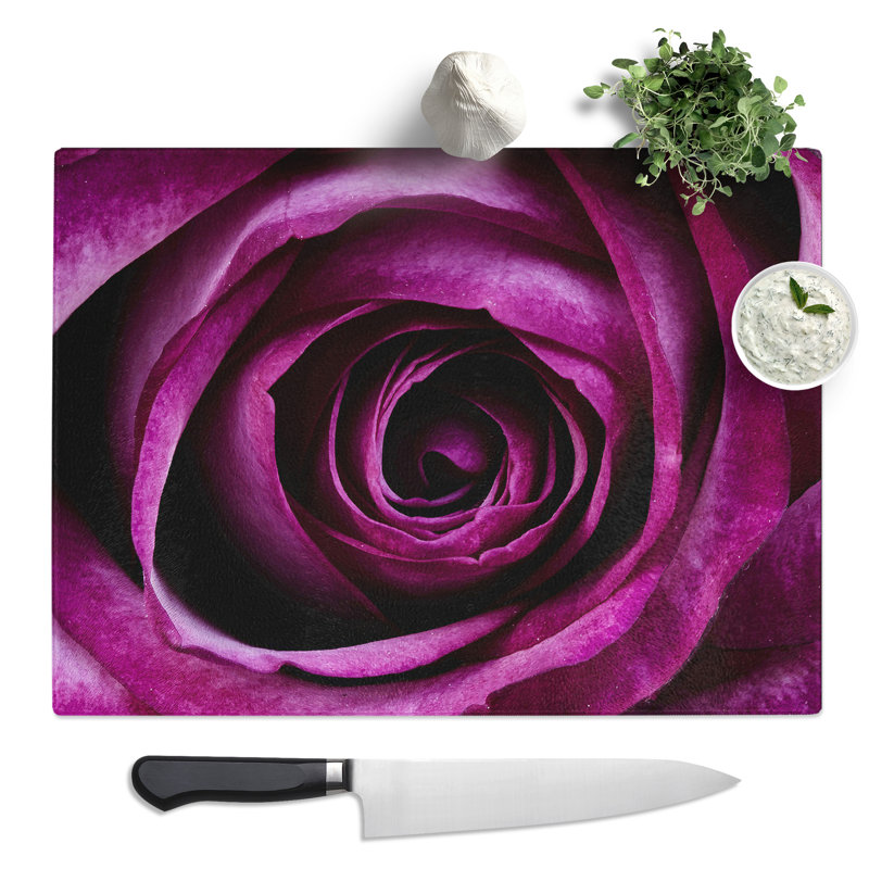 Flower Purple Rose No.2 Art  Glass Chopping Board