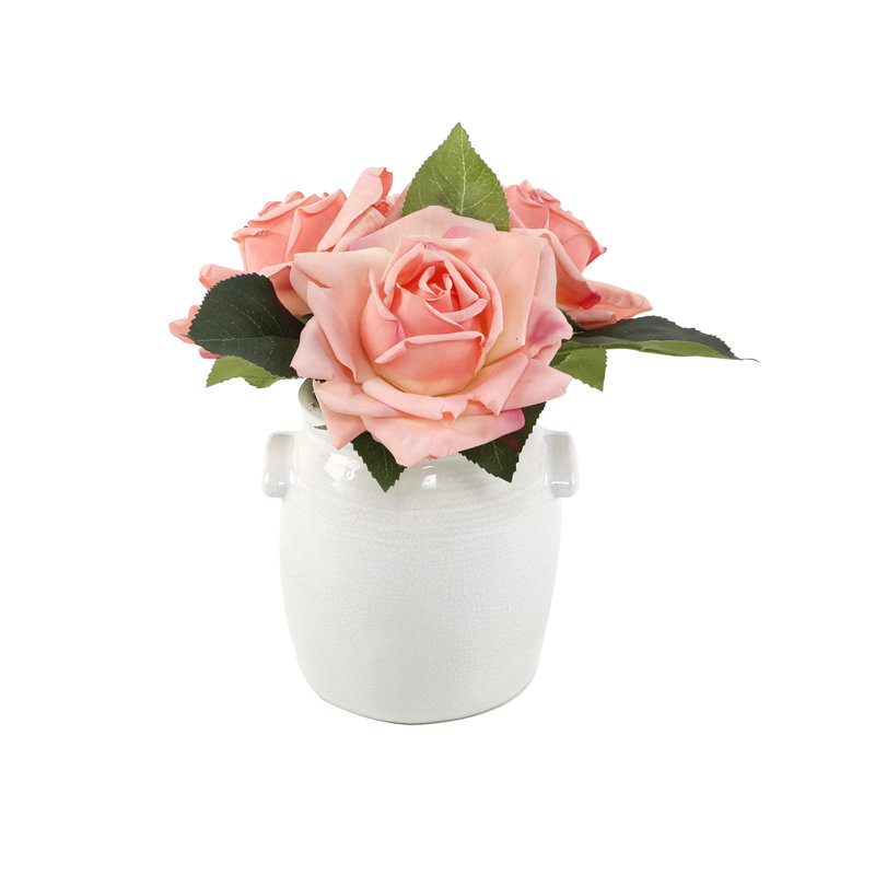Fabric Rose Arrangement in Vase