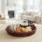 Handwoven Willow Round Ottoman Tray with Wooden Base and Handles, 20"-960475081