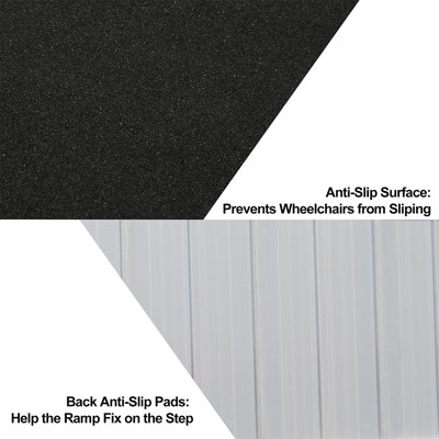 Non Skid Wheelchair Ramp, Threshold Ramp With An Applied Slip-Resistant Surface, Portable Aluminum Foldable Mobility Scooter Ramp, For Home, Steps, Stairs, Doorways, Curbs