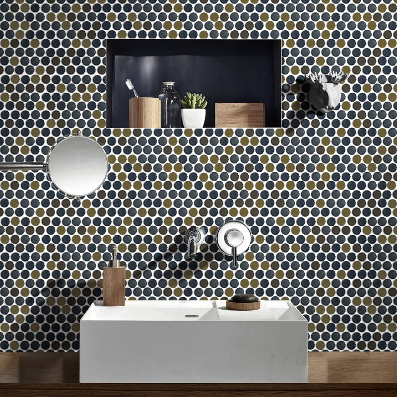 Supreme Tile Metro Round 0.8" x 0.8" Porcelain Mosaic Wall & Floor Tile, Blue