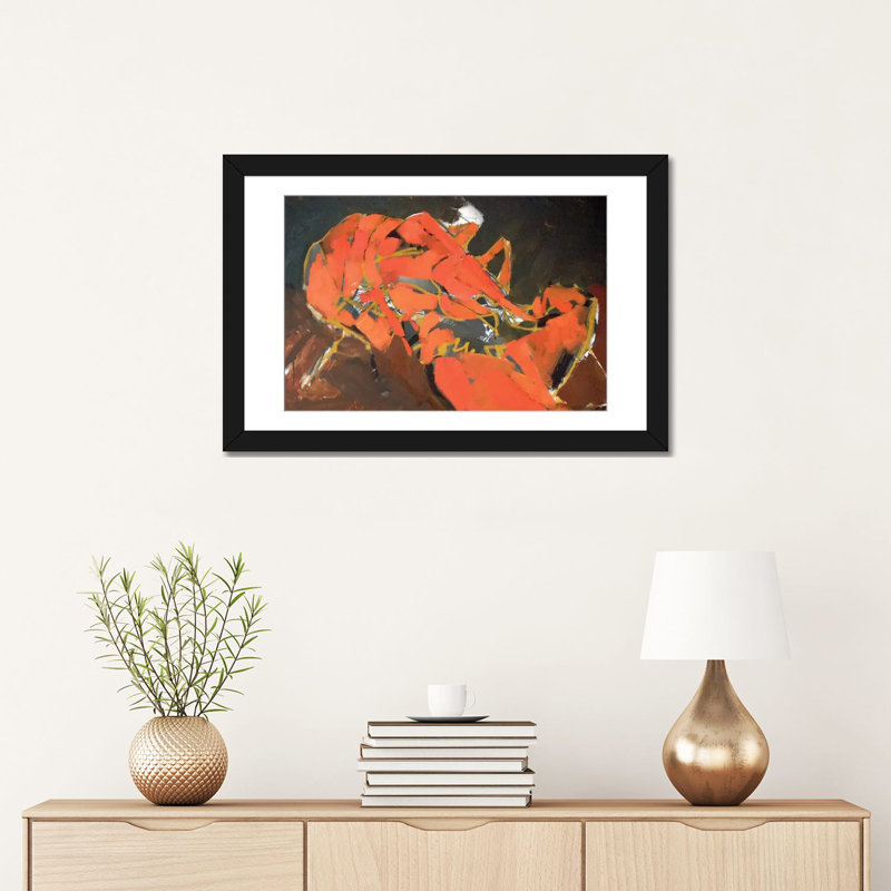 «Abstract Lobster I», impression sur toile, H 16 po x l 24 po x P 1 po, Papier d'art encadré noir