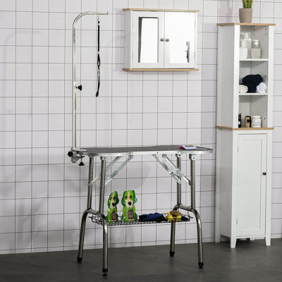Manchester 145.6cm H x 94.5cm W x 55.3cm D Metal Adjustable and Foldable Dog Folding Grooming Table