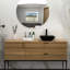 Lavabo vasque de salle de bain en verre trempé - robinet noir mat et drain escamotable contemporain