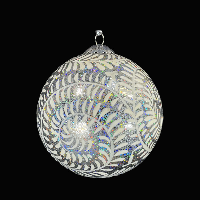 7.62cm Handmade Paper Plants & Flowers Bauble, Silver