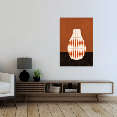 «Vase orange géométrique abstrait contemporain», reproduction d'art murale élégante