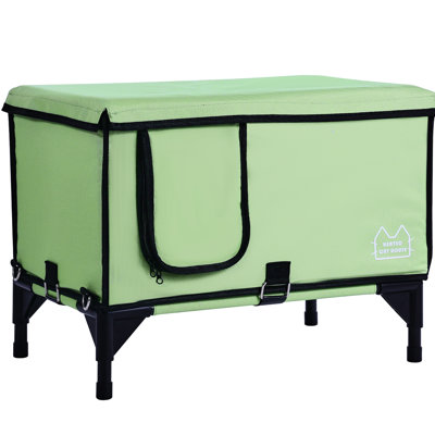 M Heated Cat House Cuboid Elevated With 30W Waterproof Pad - Power Failure Protection, Pearl Cotton Insulation, 900D Cloth, Stable Structure Wind Stakes Over Current Heat Reflective Interior