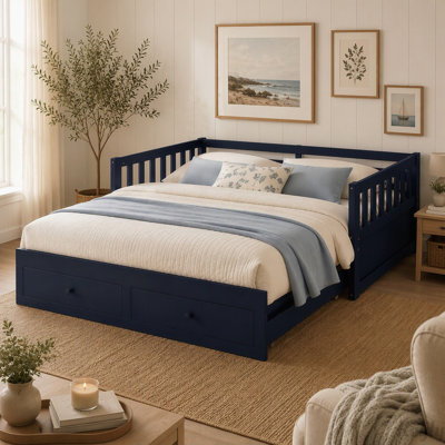 Extendable Daybed with Trundle and Guardrails