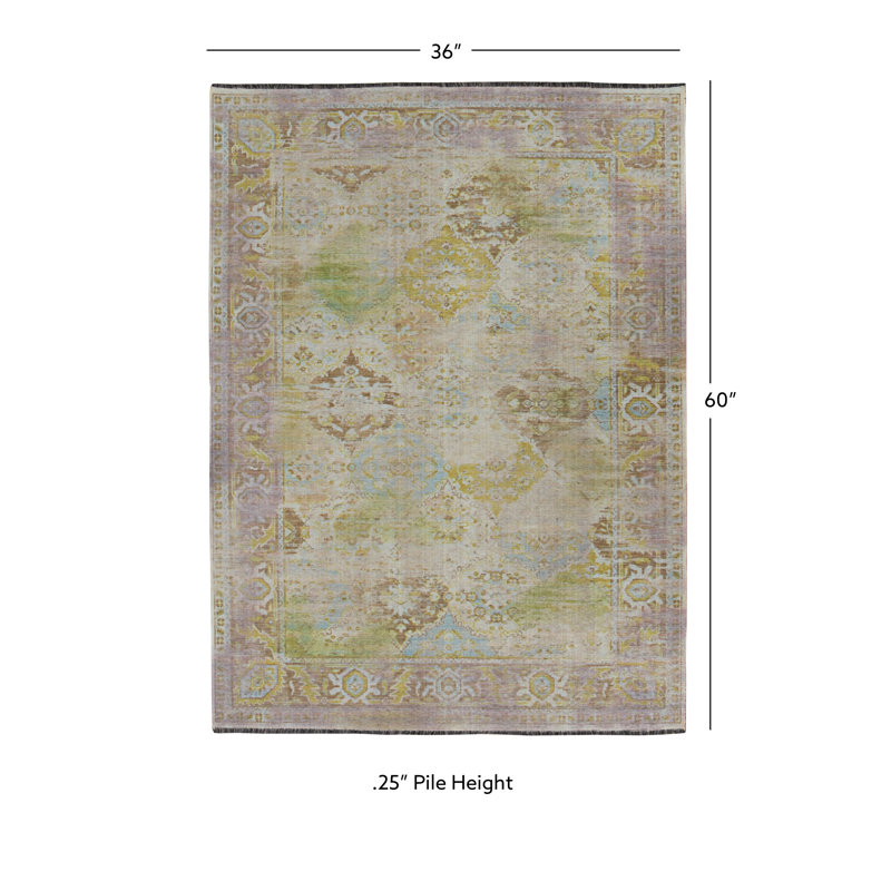 Laurel Connie-Leigh Lilac And Green Runner Rug, Rectangle 3' x 5'