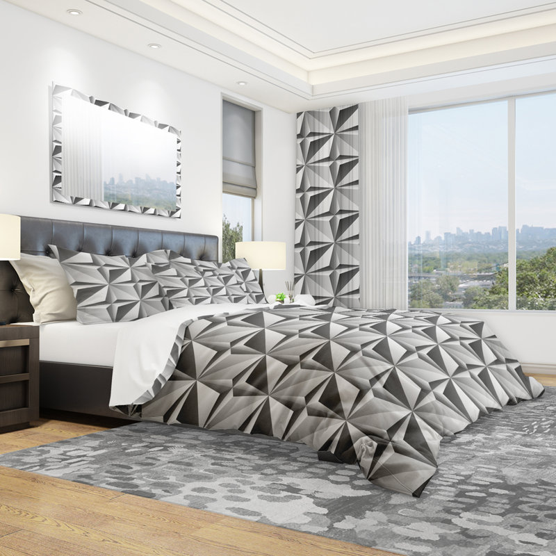Engraved Pattern - Modern Contemporary Abstract Duvet Cover Set - Microfiber Polyester, Twin Duvet Cover + 1 Sham