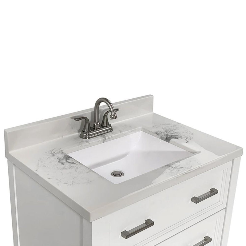 Milan 31'' White Single Bathroom Vanity with Carrara Marble Top