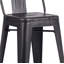 Tabouret de bar 24 po en métal de style rustique rustique avec dossier, tabouret de bar de cuisine, construction légère et robuste, ensemble de 4