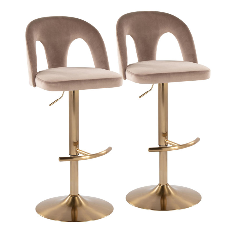 Tabouret de bar réglable, Doré, Taupe