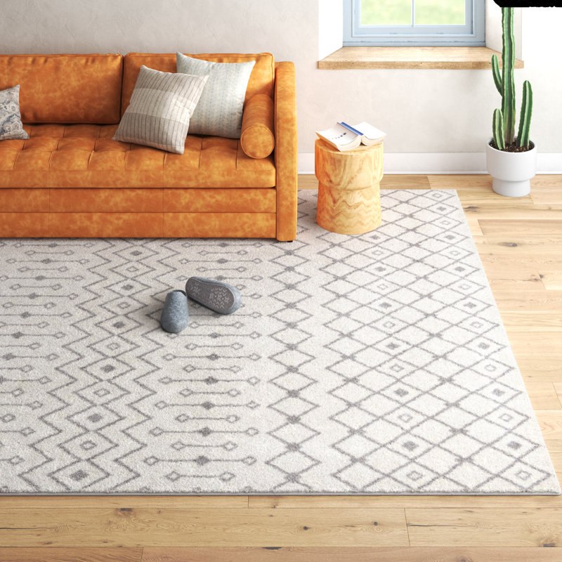 Somerville Geometric Indoor Rug, Rectangle 7'10" x 10', Gray/Ivory