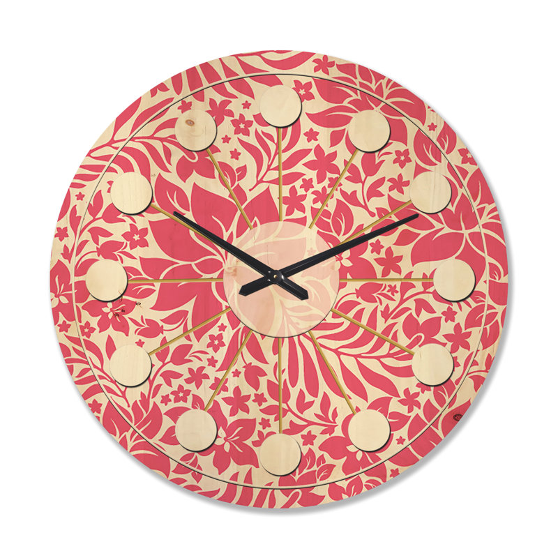 Horloge murale en bois Abstract Flower Design II, Très grand