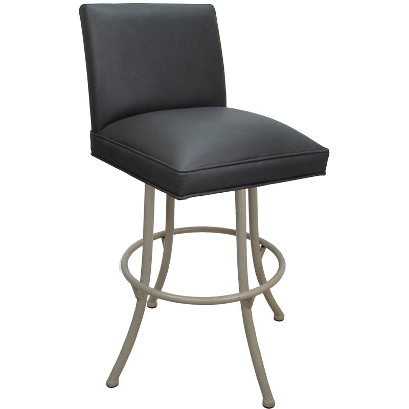 Tabouret de bar pivotant en métal - siège d'une hauteur de 30 po, Siège gris / cadre beige